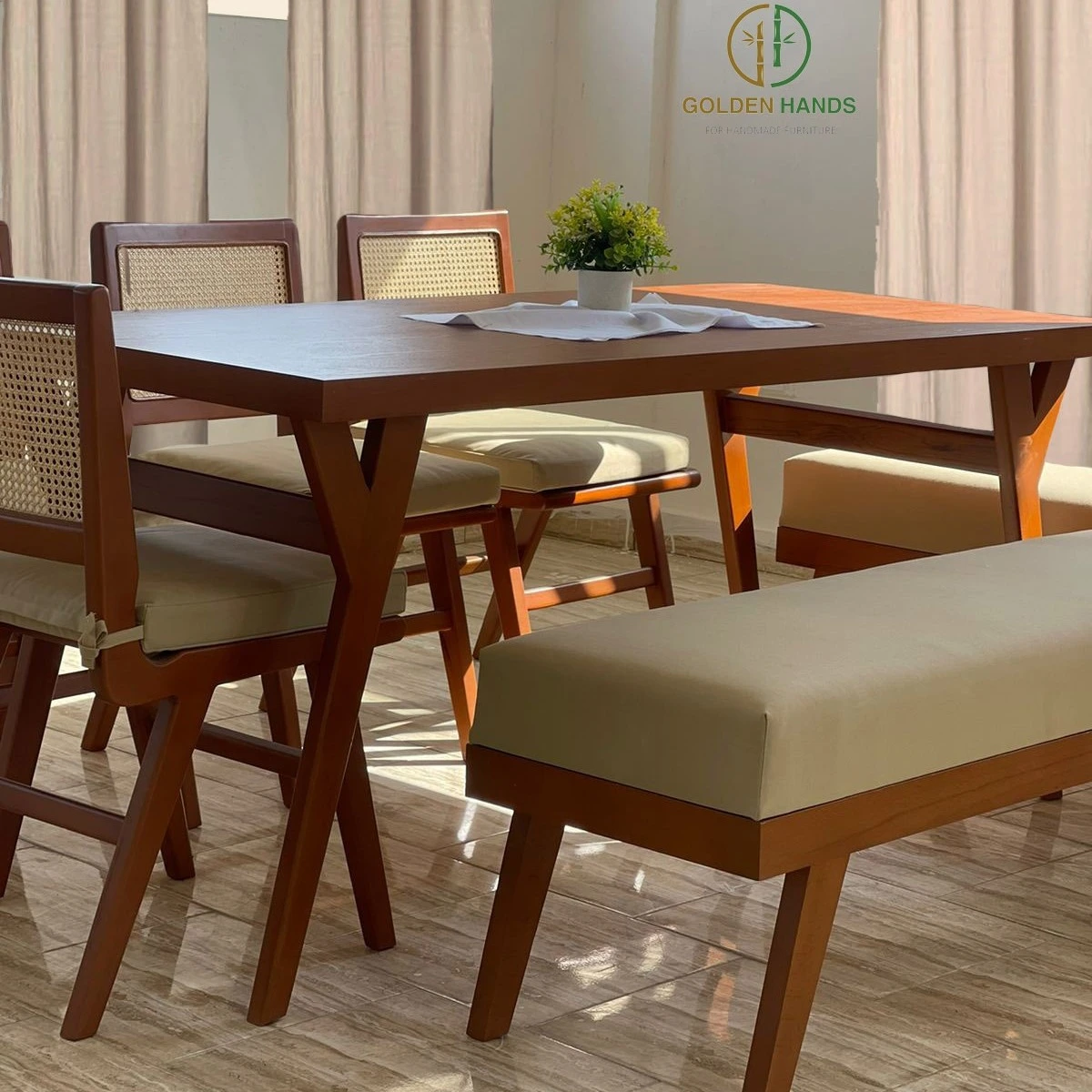 Luxury Dining Set - 2 Cushion Stands And 3 Chairs