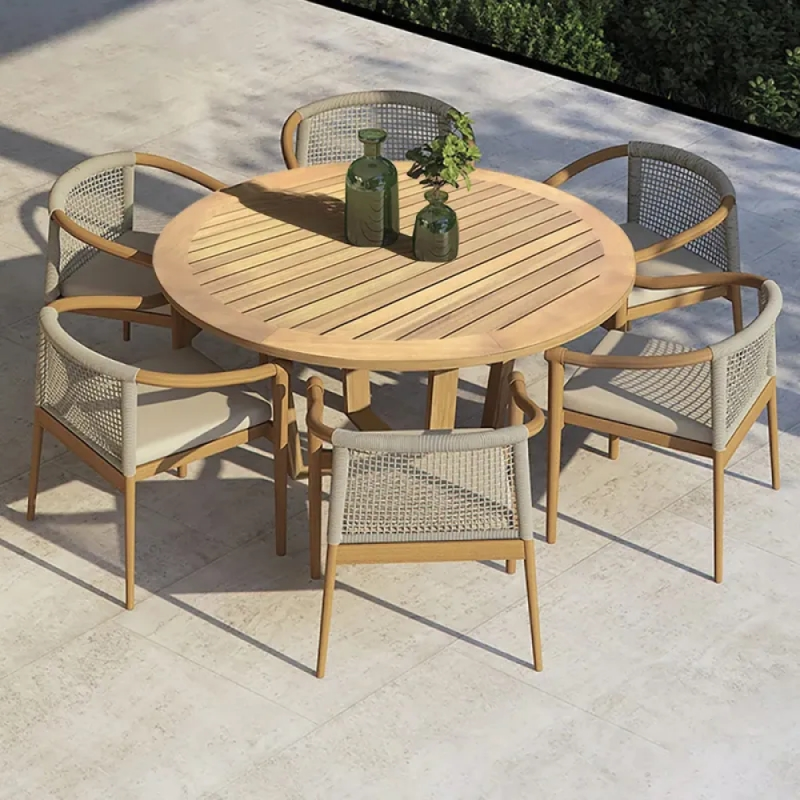 Teak Outdoor Dining Set - Unique Wood Table And 6 Chairs