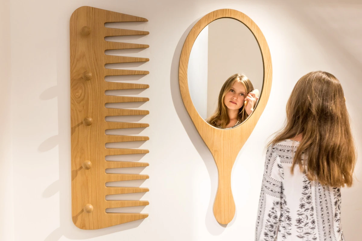 Wood Mirror And Comb Hanger - 5 holds